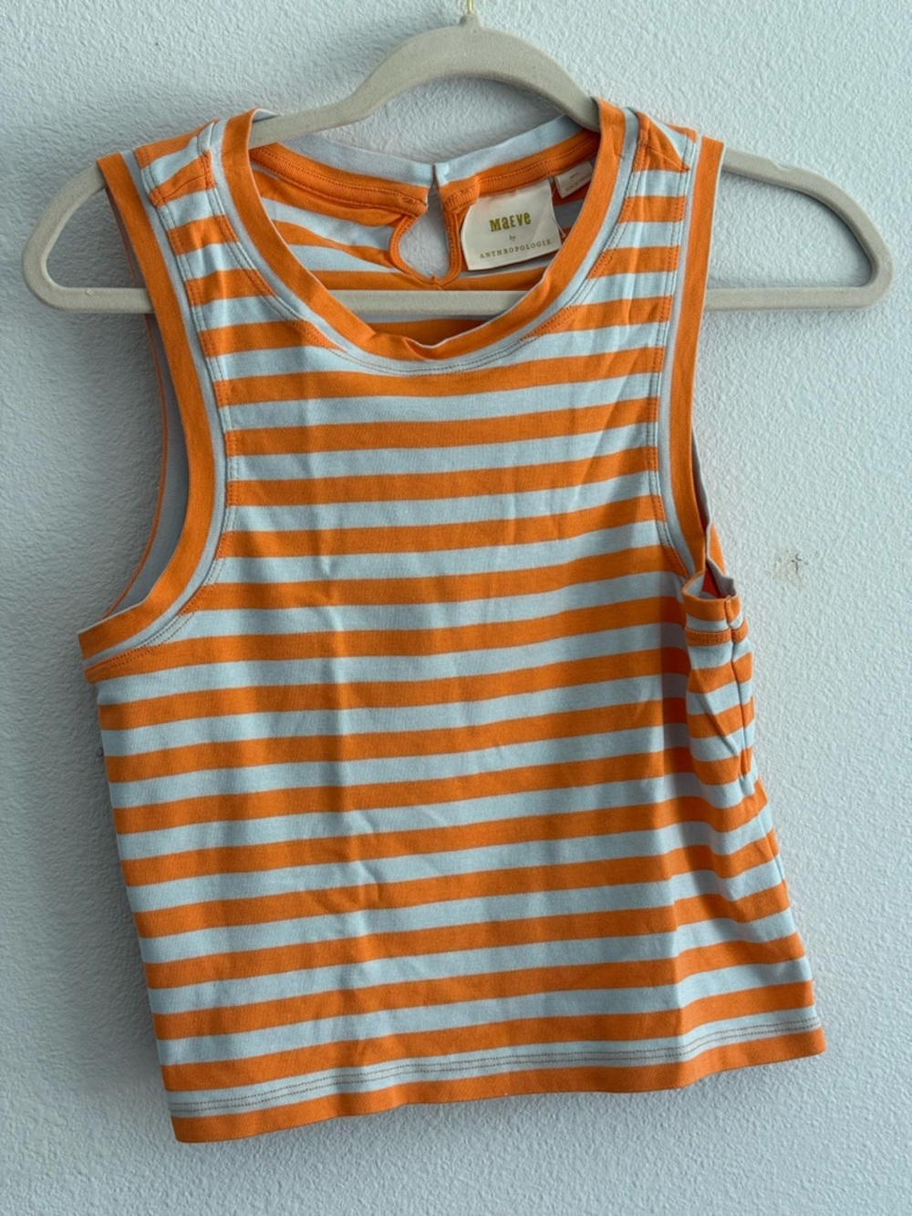 Maeve Anthropologie Orange & White Striped Tank Top